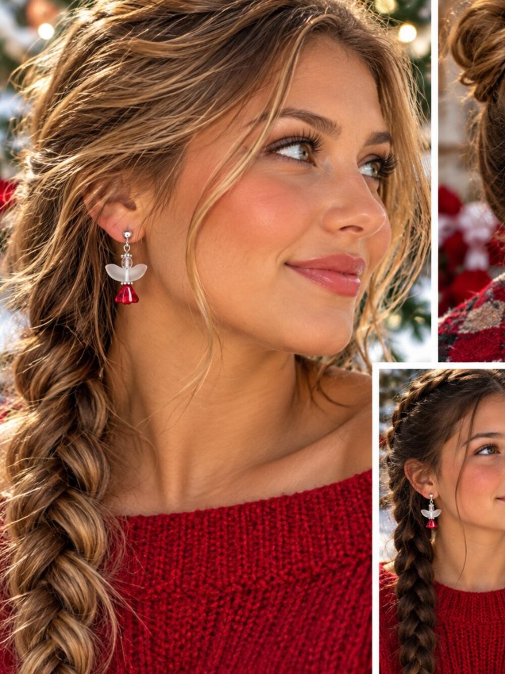 Ruby Red Heavenly Angel Drop Earrings 3/$22